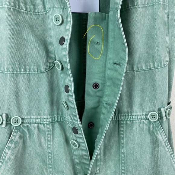 PISTOLA Grover Cargo Jumpsuit Aloe Snow Green Pockets Button Front - Picture 3 of 7
